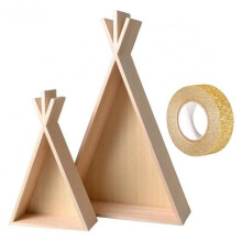 2 mensole in legno Tipi 45 e 26 cm + nastro adesivo dorato con glitter 5 m