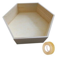 Scaffale esagonale in legno 36 x 31 x 10 cm + nastro adesivo dorato con glitter 5 m