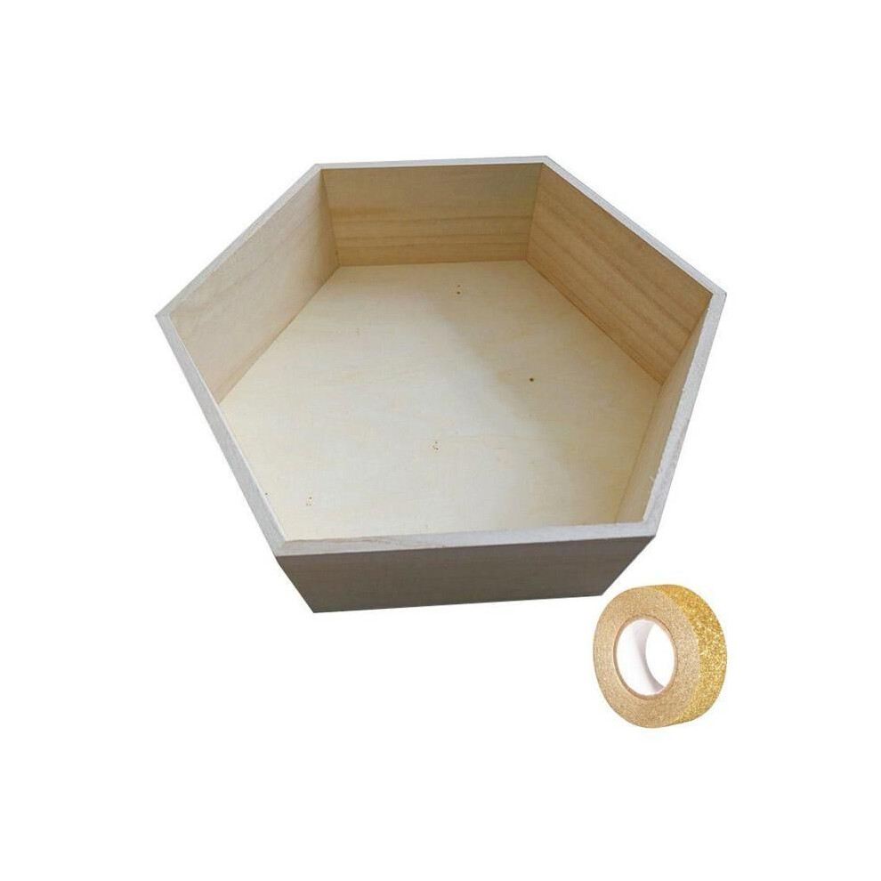 Hexagonal Wooden Shelf 36 X 31 X 10 Cm + Glitter Masking Tape 5 M Gold Youdoit