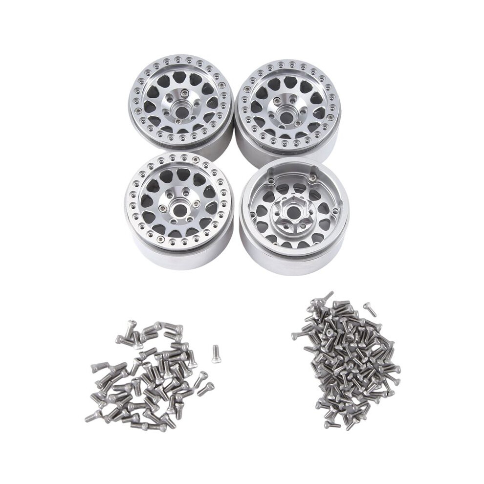 4Pcs 1.9 Inch Metal Beadlock Wheel Hub Rim For 1/10 Rc Crawler Car Axial Scx10 Trx4 Rc4wd D90 Mst Redcat Gen8,1 Silver 6033808730064