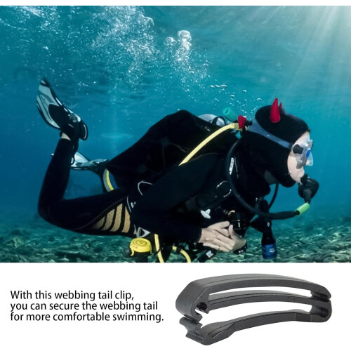 Webbing Strap Keeper Webbing Connecting Clip 2Pack Belt Retainers Lightweight SlipOn Strap End Clips Black Medium 2
