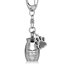 Cremation Jewelry Pet Memorial Urn Keychain with Dog Tag, Waterproof Ashes Holder Keepsake