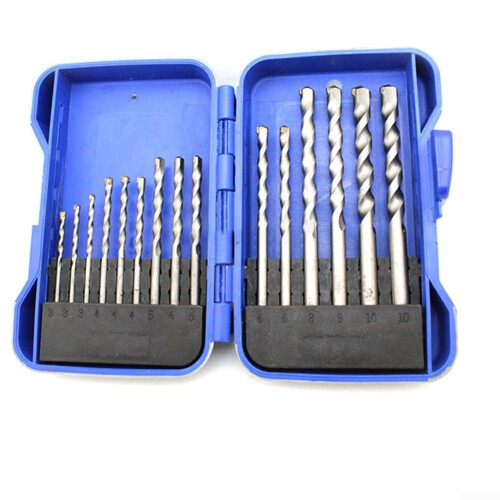 15 Piece Concrete and Masonry Drill Bit Set with Durable Carbide Tips for Fast Multipurpose Drilling