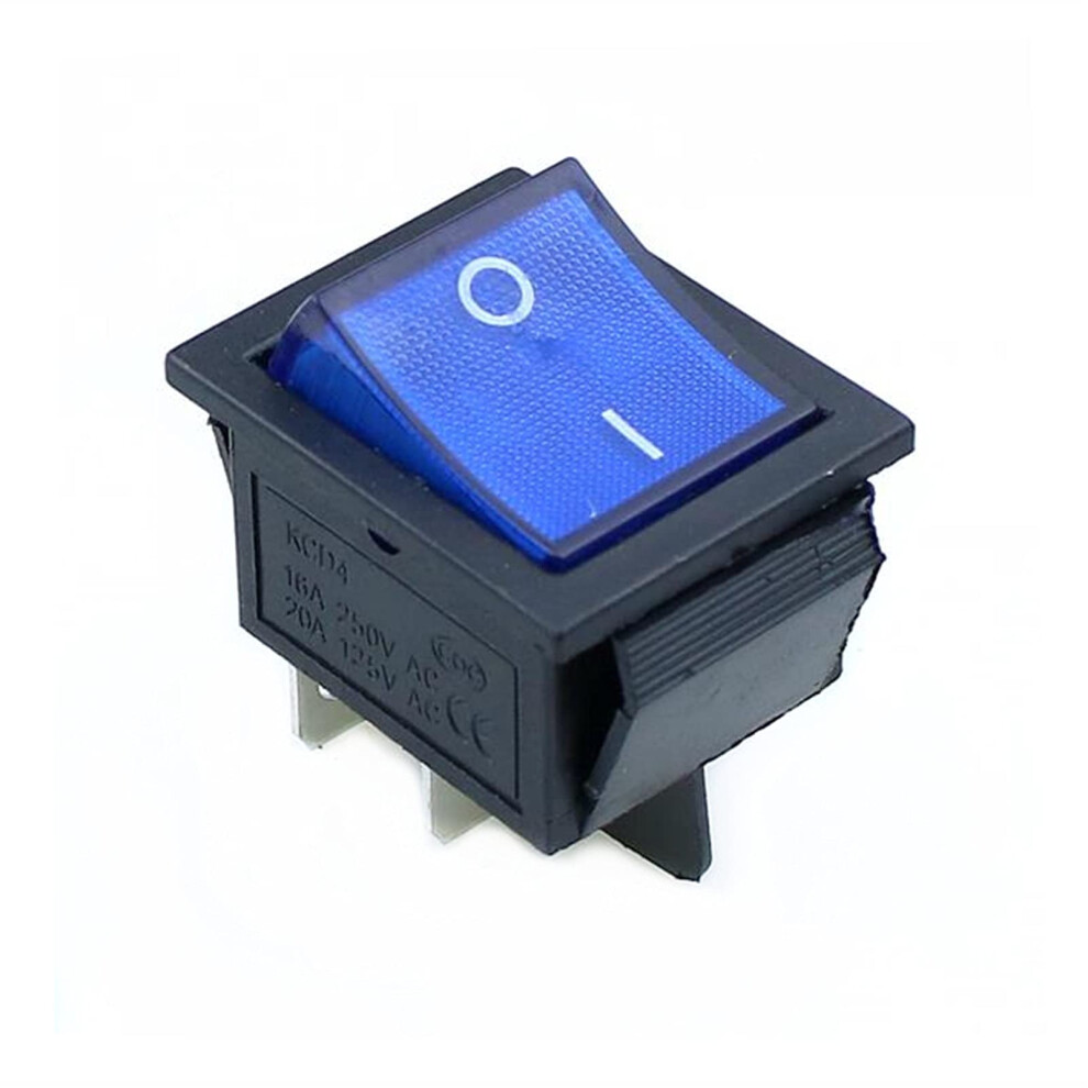 Rocker Switch Kcd4 6 Pin Blue Toggle With Light 16A 250V Illuminated Power Control 9347817446272