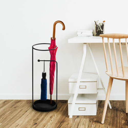 Black metal umbrella stand, 60 cm high 2