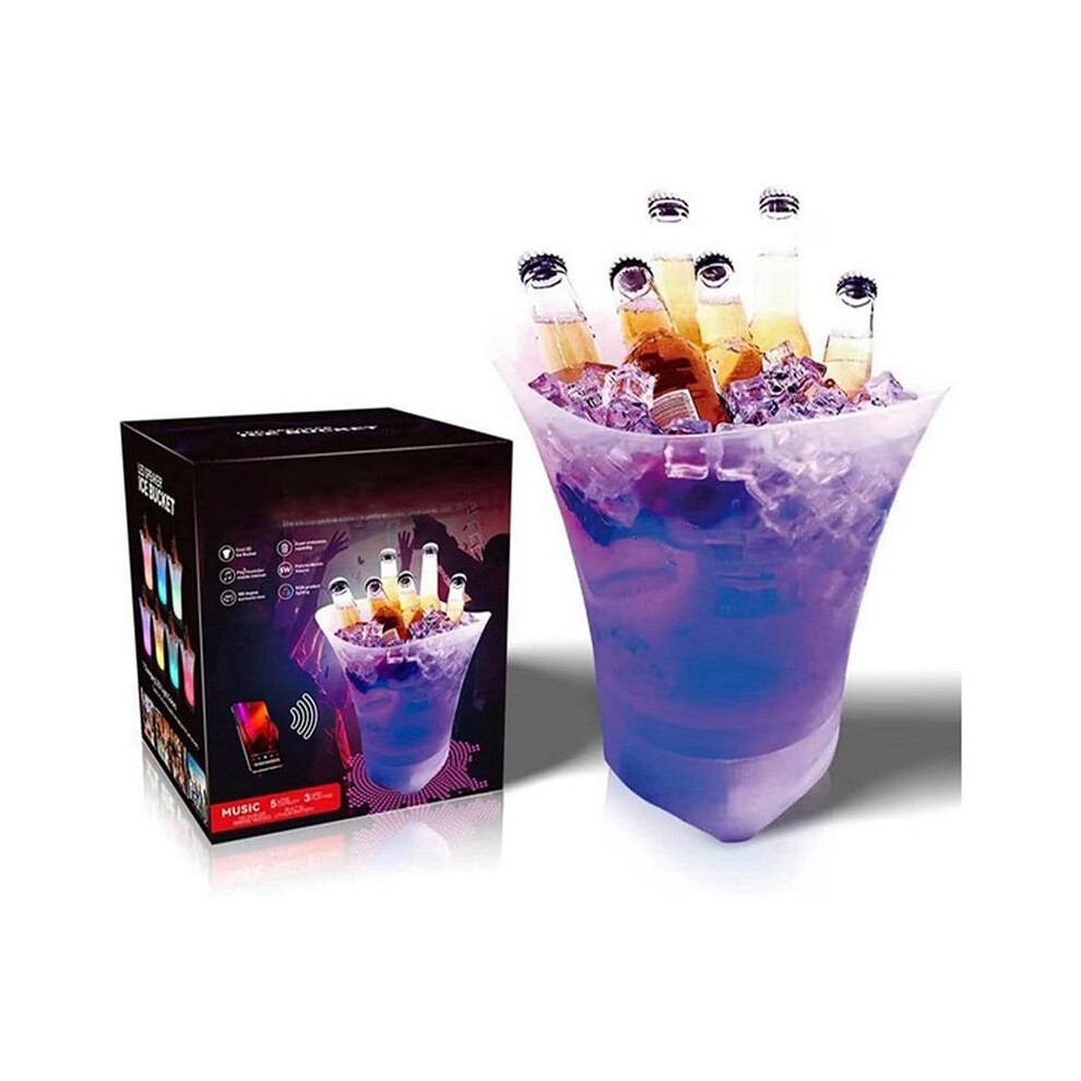 LED Ice Bucket with  Speaker Lighted Beverage Tub for Parties Portable Wine Chiller Cooler for Events