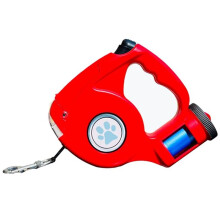 Correa para Mascotas de 4,5 M, Multifuncional, con Linterna LED, Extensible y Retráctil, Ideal para Pasear Al Aire Libre, Color Rojo.
