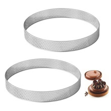 2 Stück Tortenringe, 20,3 cm, Rund, Perforiert, Antihaftbeschichtete Backringe Aus Edelstahl, Wärmeringformen zum Kochen