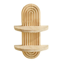 Bohemian Oval Thread Massief Houten Wandplank Houten Wandmontage voor Woonkamerdecoratie A
