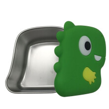 Caja de Bocadillos de Dinosaurio de Acero Inoxidable 304 con Tapa de Silicona, Recipiente para Salsas, Caja para Conservar Alimentos Frescos, Taza