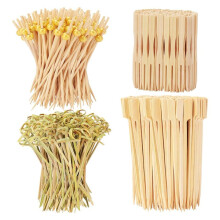 Cocktailprikkerset, 4 Stijlen Chique Tandenstokers voor Hapjes, 3 Maten Lange Bamboestokjes, Decoratieve Plankjes, Accessoires