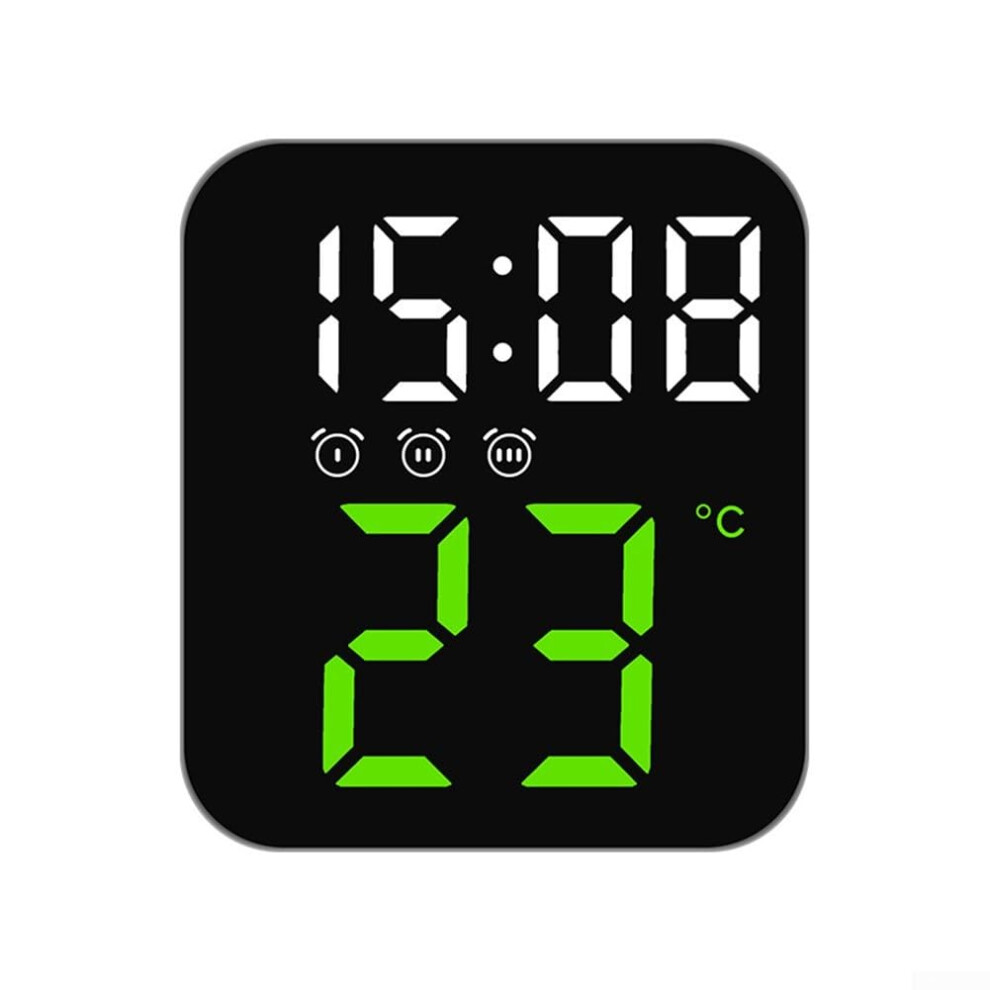 Smart Alarm Clock with Voice Control, Adjustable Brightness, Temperature Display for Bedrooms, Green Color