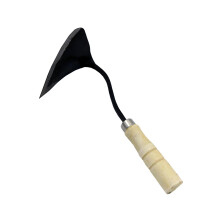 Wooden ShortHandled Garden Hoe for Easy Weed Removal and Soil Loosening, RustResistant