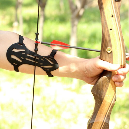 Red Rubber Archery Arm Guard for Recurve Bows Lightweight Elbow Protector Comfortable Fit 1