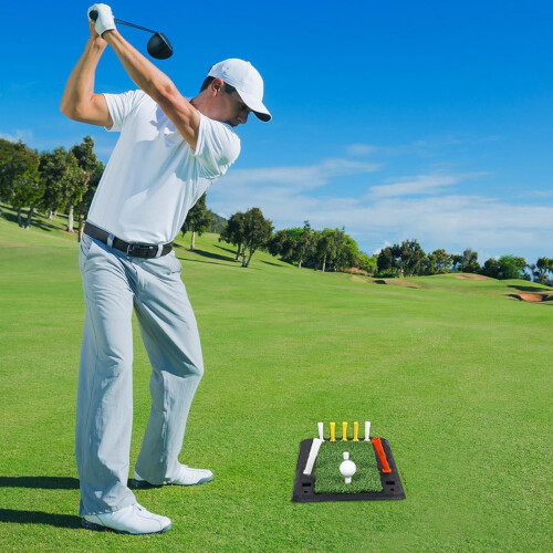 Golf Hitting Mat with Durable Turf Surface, AntiSkid Rubber Base, Indoor Outdoor Golf Practice Mat 2