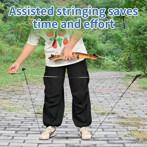 2 Pack Recurve Bow Stringer with AntiSlip Grip, Quick Stringing Tool for Recurve and Longbow 2