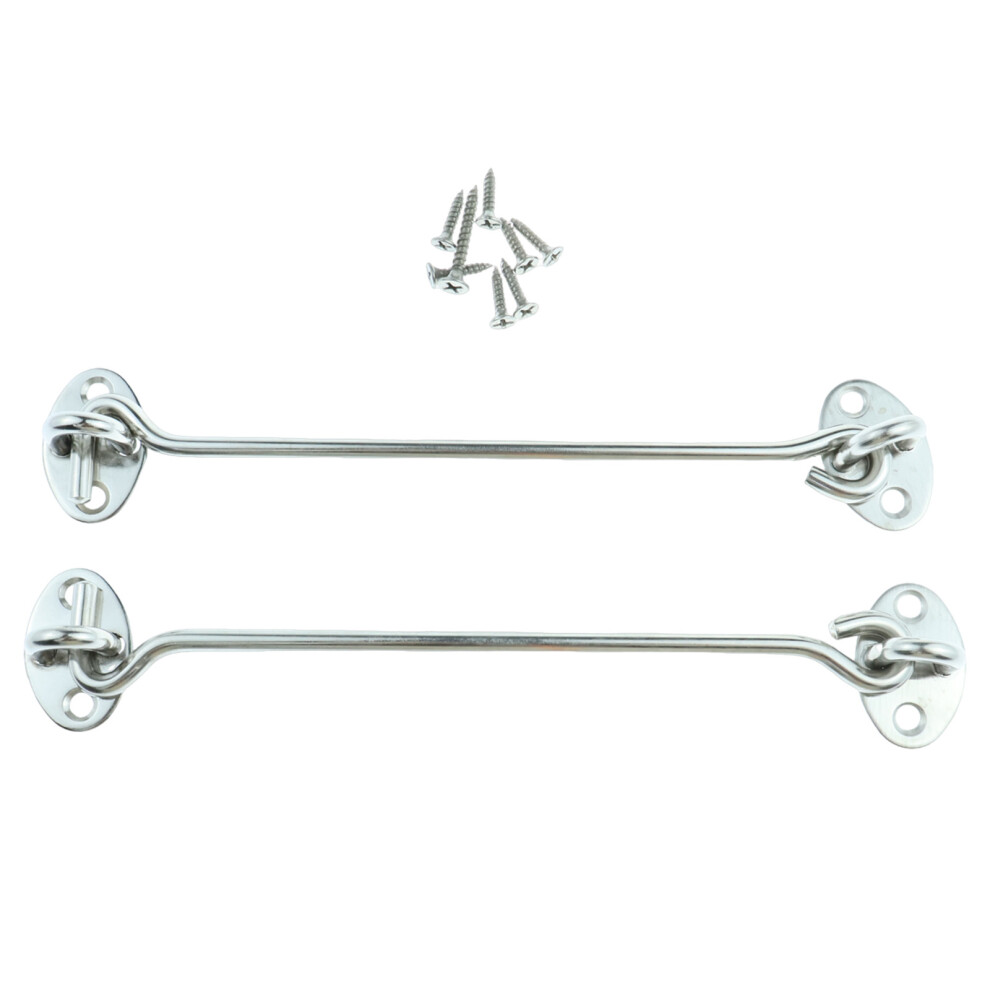Hook And Eye Latch For Barn Door, Stainless Steel Gate Latch Heavy Duty Privacy Hook With Reinforced Rivets, Windproof Screen Door Latch For Wooden 9448196754962