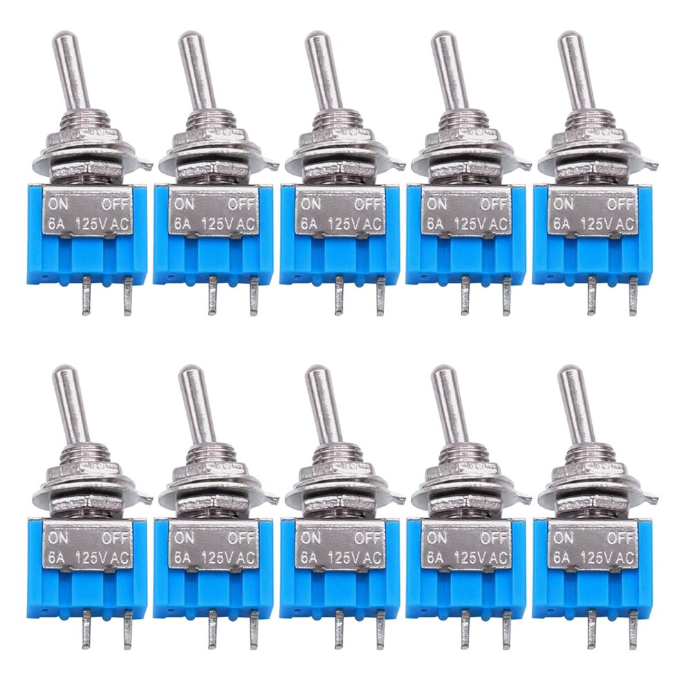 Toggle Switch Spst 2 Pin Onoff 6A 125V Durable Metal Build Pack Of 10 9382693293442