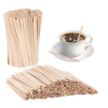 100 Pcs 5.5 Inch Wooden Coffee Stirrers with Smooth Rounded Edges for Hot Drinks and Cocktails