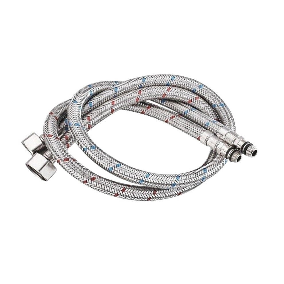 G1/2 60Cm Stainless Steel Flexible Plumbing Pipe Pair Leakproof Hot And Cold Faucet Hose 9347817449341