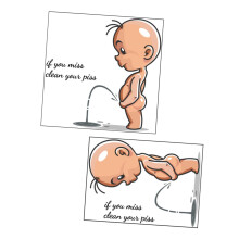 Peeing Boy Decorative Wall Stickers Removable PVC Decals 2Piece Set For Toilet And Nursery Cartoon Design Easy To Apply
