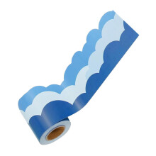 Scalloped Bulletin Board Borders Blue Sky Trim Sticker for Classroom Edging, School Daycare Home Display