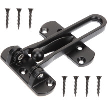 Heavy Duty Door Security Flip Lock with Sliding Bolt for Front Doors and Windows, Black Stainless Steel