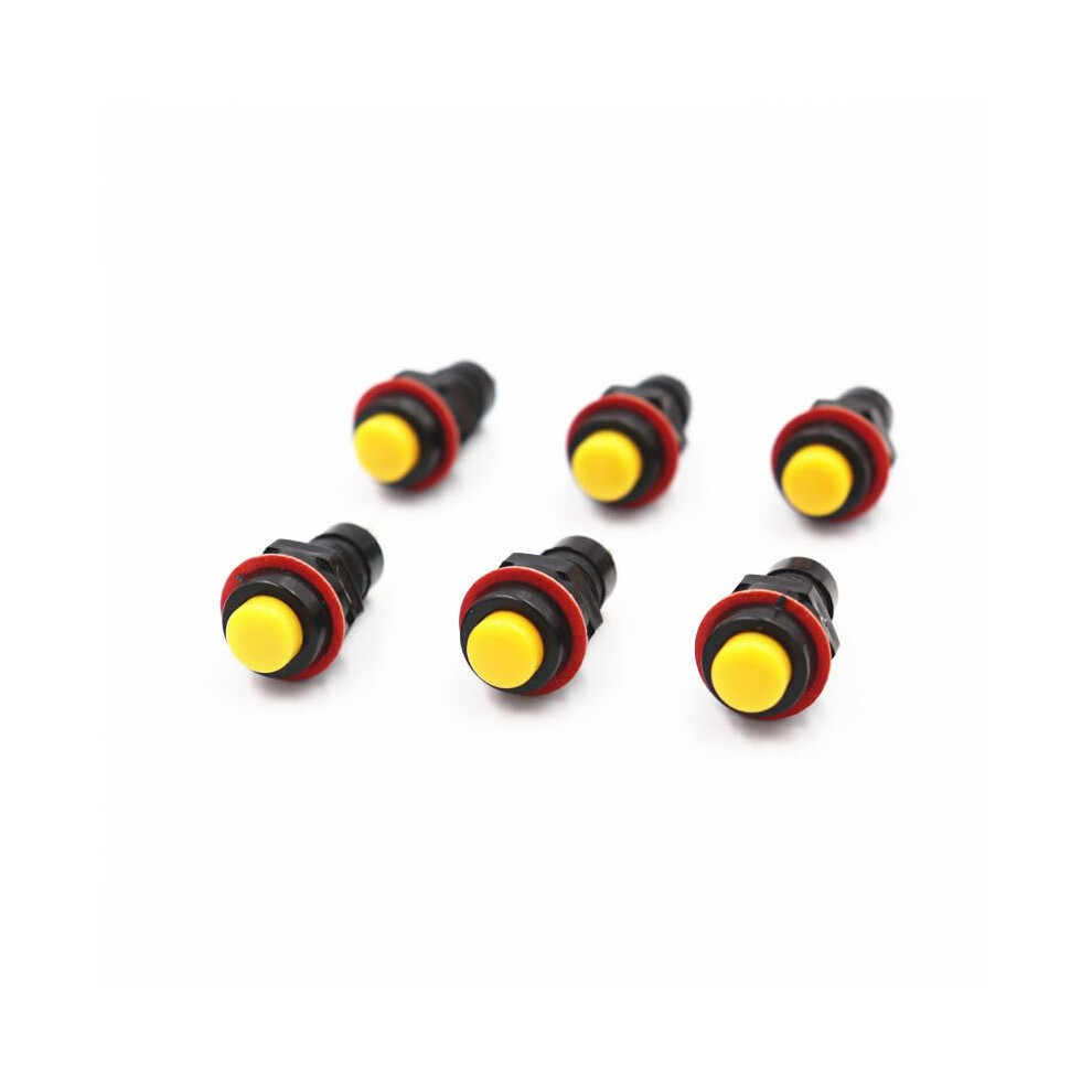 Yellow 10Mm Self Locking Round Push Button Switch 6 Pieces 9199774017251