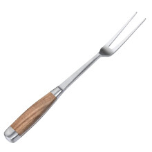 13 Inch Stainless Steel Meat Carving Fork with Ergonomic Acacia Wood Handle for Roasting