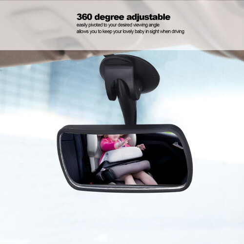 360 Adjustable Baby Observation Mirror, Clear View, Shockproof, Black 2