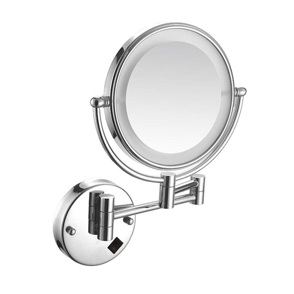 Wall Mounted Makeup Mirror 8 Inch Double Sided 3x Magnification Extendable 360 Swivel Bright Silver