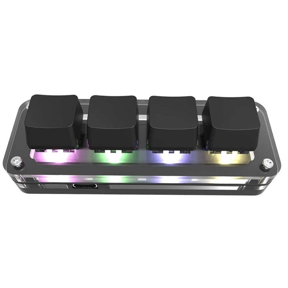 Rgb Mechanical Gaming Macro Pad 4Key Hotswappable Mini Keyboard With Custom Programmable Functions, Black 9187378374221