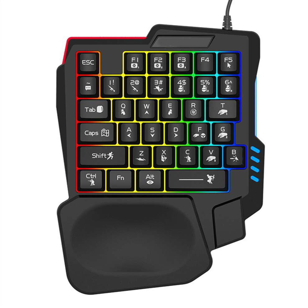 Onehanded Mechanical Gaming Keyboard With Backlight, Usb Wired Keypad With Wrist Rest 9199774018906