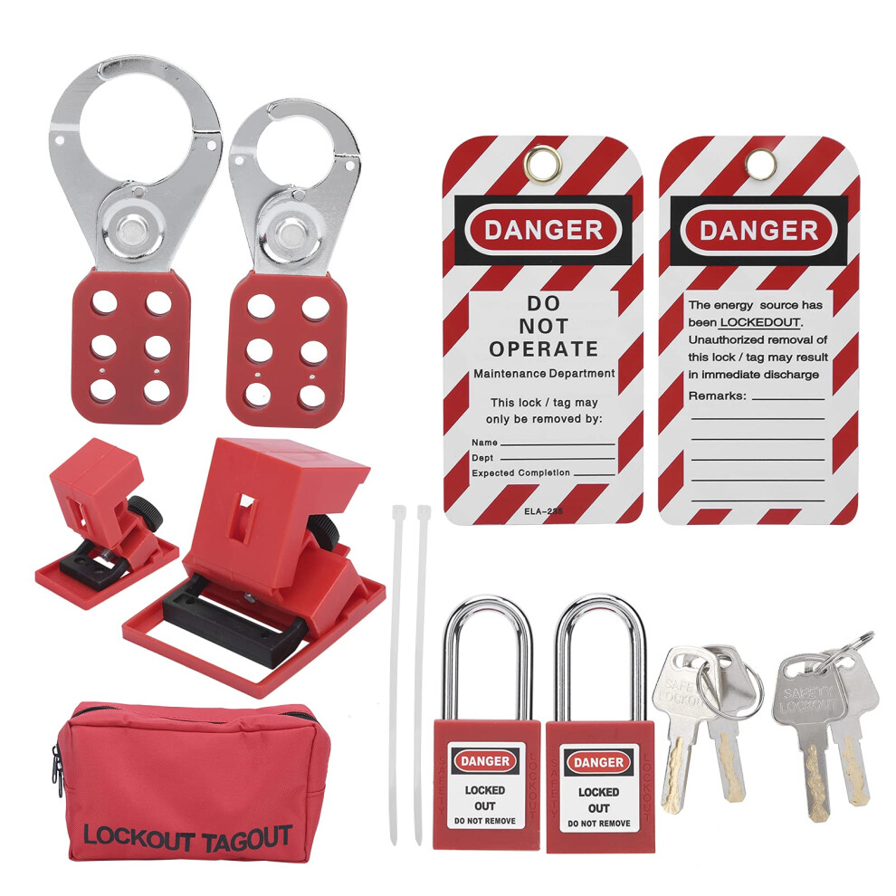 Lockout Tagout Kit With Dual Safety Padlocks Two Keys And Reusable Warning Tags For Electrical 9382693158468
