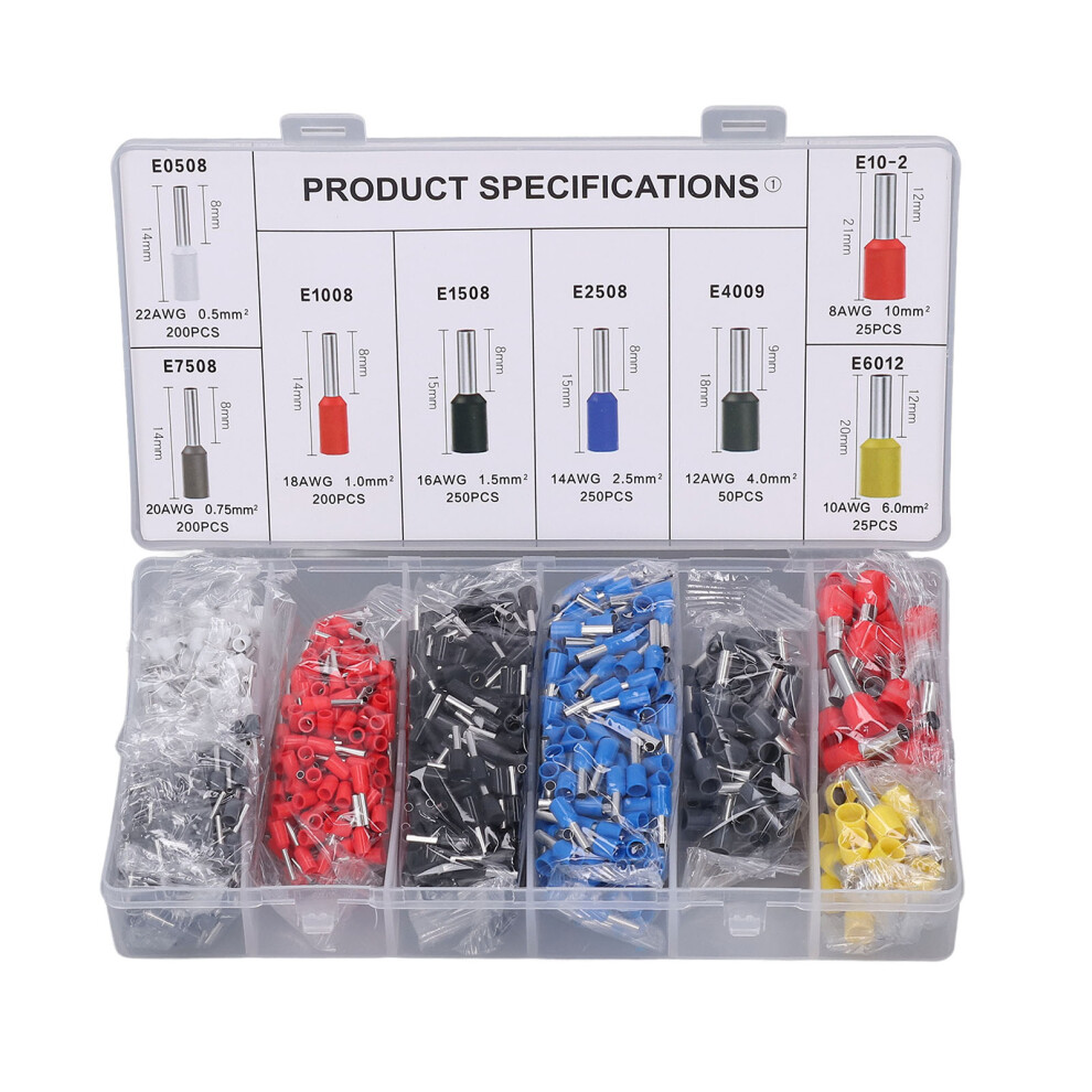 Wire Ferrules Terminals Kit High Conductivity Copper Multi Size 22-8 Awg Insulated Waterproof Seal Prevents Corrosion Flame Retardant Fast Crimp With 9138057858716