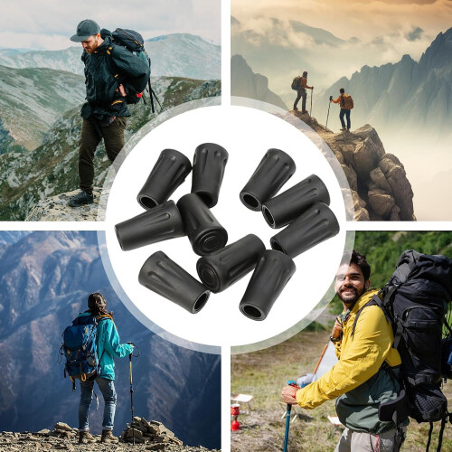 Trekking Pole Tips 11mm, 10Pack AntiSlip Walking Stick Replacement Ends with Enhanced Grip Stability 2