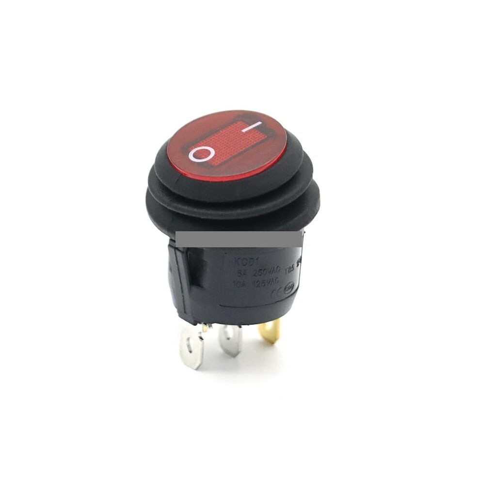 Waterproof Rocker Switch 220V 3Pin Circular With Red Led Indicator On/Off Control 9199774019644
