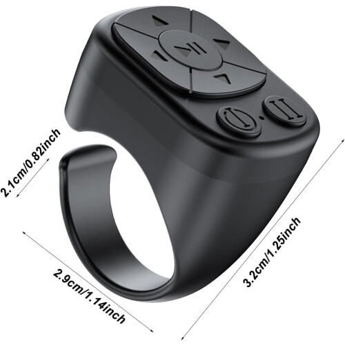 Bluetooth Remote Control FingerRing Wireless Page Turner for Smartphones and EReaders, Black 2