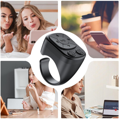 Bluetooth Remote Control FingerRing Wireless Page Turner for Smartphones and EReaders, Black 1