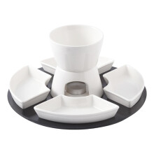 Chocolate Fondue Set with Ceramic Butter Warmer, Even Heat Candle Heating for Parties and Picnics