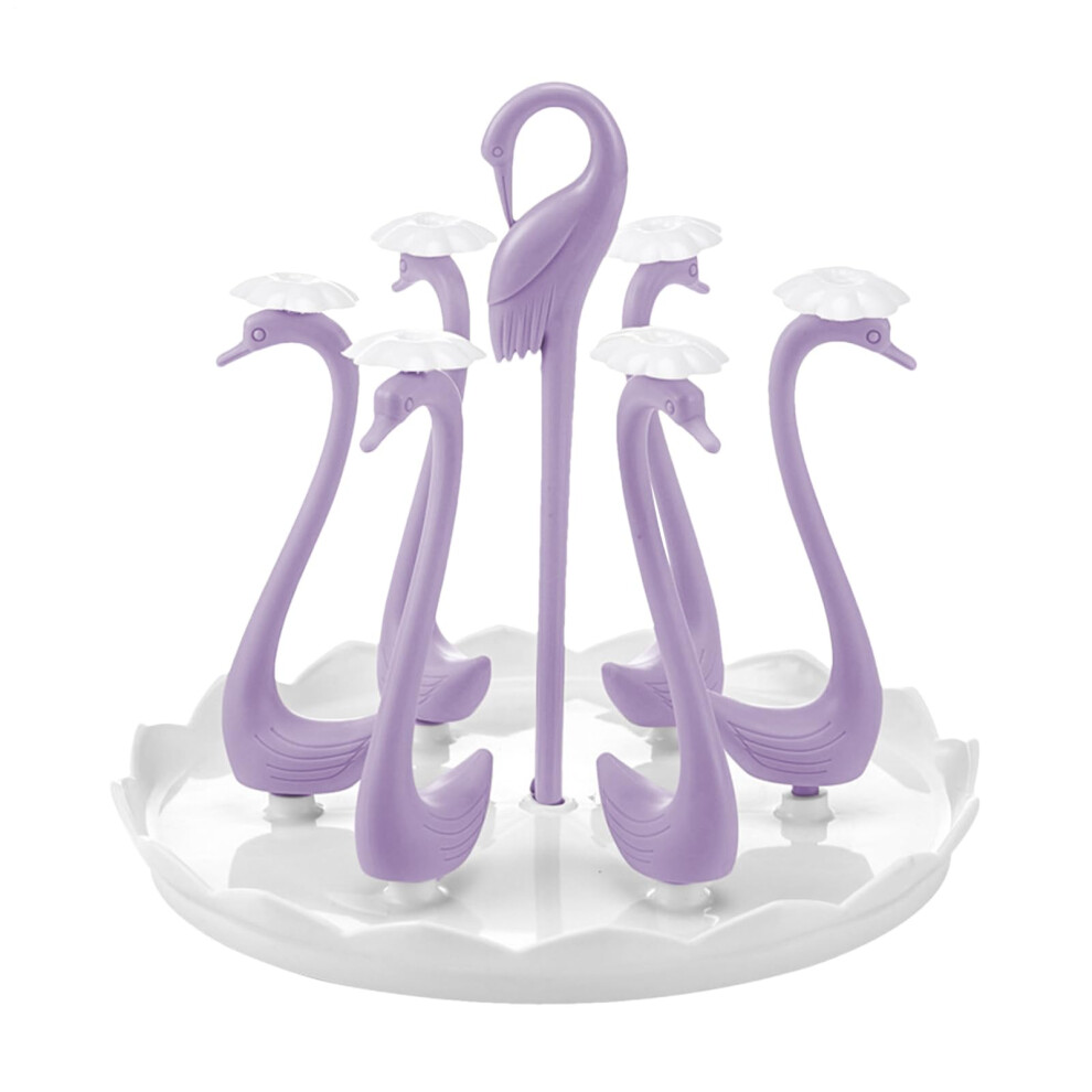 Bottle Drying Rack Cups Dryer Stand, PP Plastic, Lilac, 27x24cm, Six Cups, Travel, OverSink Counter Organizer
