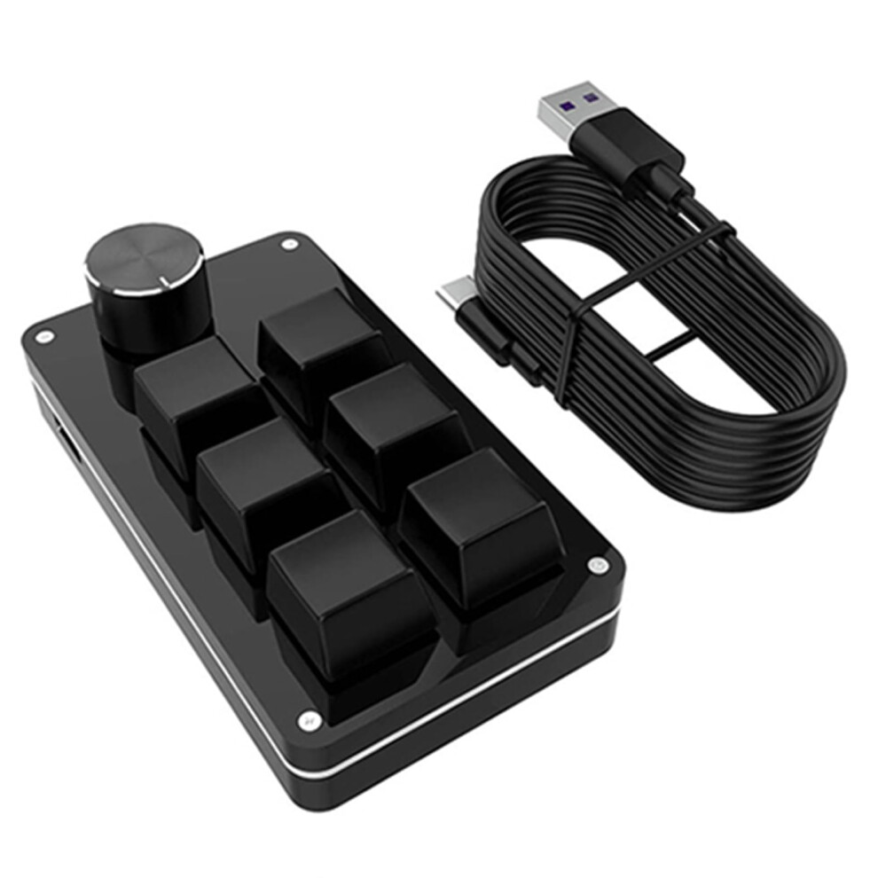 Onehanded Gaming Keyboard Rgb Backlit 6Key Mini Mechanical Usb Programmable Keypad With Knob 9347817543841