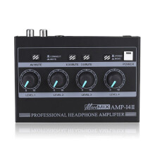 AMP‑I4Ⅱ Professional 4 Channel Headphone Amplifier Audio Compact Stereo Amp+6.35mm 3.5mm Input Volume Control EU Plug