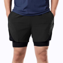 Herren 2-in-1 Laufshorts mit Taschen, schnell trocknend, reflektierend, S-XXL