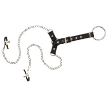 Adjustable Nipple Clamps and 5.5cm Cock Ring Set Black and Silver  Quality