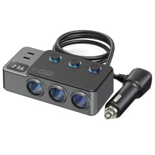 Adattatore per Accendisigari da Auto con Interruttore USB PD, Carica Super Veloce da 120 W, Supporto Universale per Auto, Display Digitale