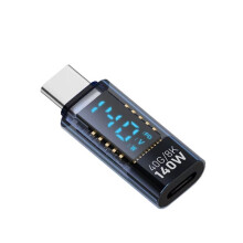 USB-C-Adapter, LED-Leistungsanzeige, 140 W, 40 Gbit/S, 8 K, USB-C-Verlängerung, PD3.1, Typ-C-Anschluss, Typ-C-Leistungsmesser, Tester, Blau
