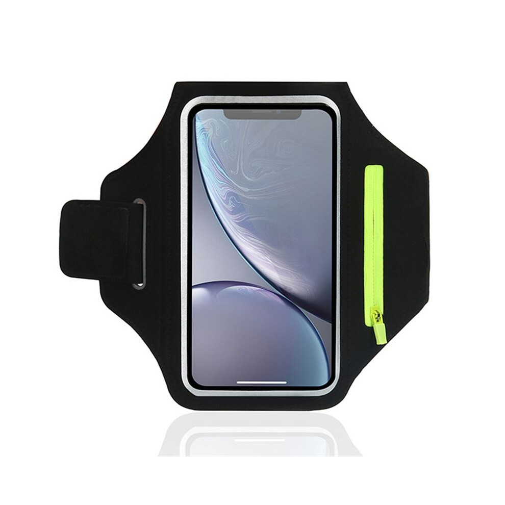 7.0 Large Zipper Running Sports Armband Fitness Arm Bag Outdoor Runner Mobile Phone Support Arm Exercise Running,B Black 6033585116617