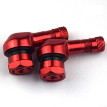Motorcycle Tire Valve Stem 90 Degree CNC Aluminum Alloy with Rubber Seal for Easy Inflation Red