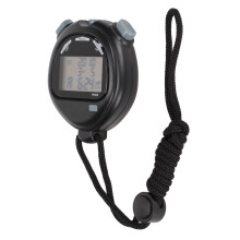 Multifunktionaler digitaler Stoppuhr Timer, 3-zeilige Anzeige, 100 Speicherplätze, Schwarz